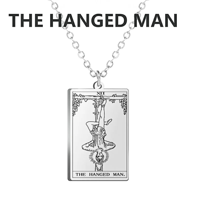 Dawapara Tarot Cards necklace for women featuring stainless steel chain and Major Arcana tarot charm, ideal for divination jewelry.