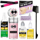 GOIPLE Waterproof Lace Glue Kit Melting Spray Holding Spray Wig Adhesive Remover HD Wig Caps for Natural Hairline Install