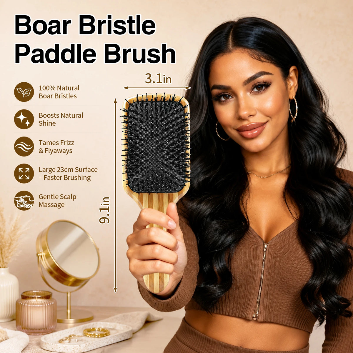 HSF Marketplace GOIPLE hair brush set with paddle and mini travel brushes, perfect for detangling and daily grooming for all.