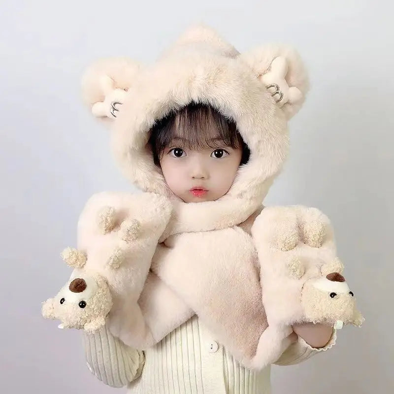 Kids 3-in-1 fleece-lined winter set with hat, scarf, and gloves by HSF Marketplace