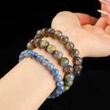 JD Natural Dragon Scale Brazilian Kyanite Bracelet Iridescent Healing Stone Beads for Women  Men Unique Chakra Jewelry Gift