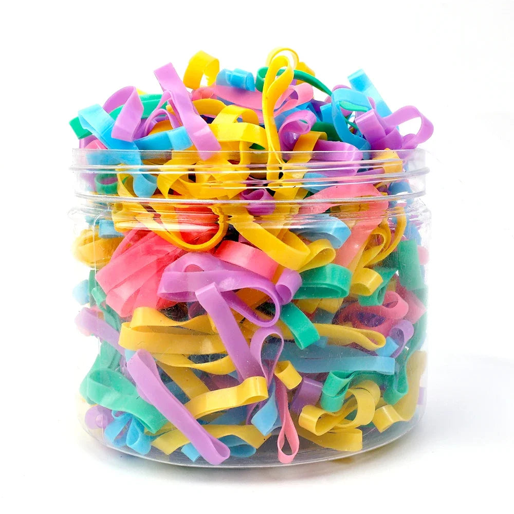 500pcs/box High Elasticity Thicken Disposable Rubber Bands Girls Pigtail Holder Hair Ties Colorful Hair Band Hair Accessories