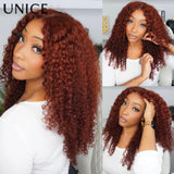 Reddish brown glueless kinky curly human hair wig by HSF Marketplace