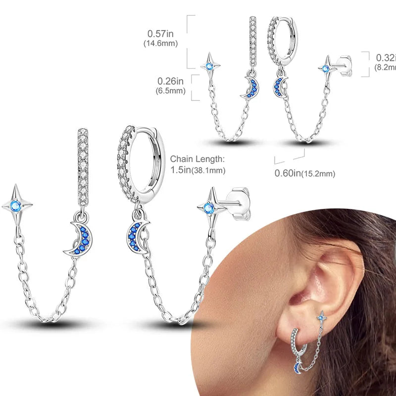 925 sterling silver hoop earrings with zirconia, hypoallergenic jewelry for women and girls