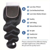 5X5 Body Wave 3/4 Bundles with 4X4 Lace Closure Human Hair Extensions for Women Natural Black Big Wave Human Hair Easy to Wear for Women'S Daily Styling