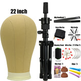Wig Stand Tripod & Canvas Block Wig Head Adjustable Hairdresser Training Head Stand Set For Wig Display Styling Salon Home Used
