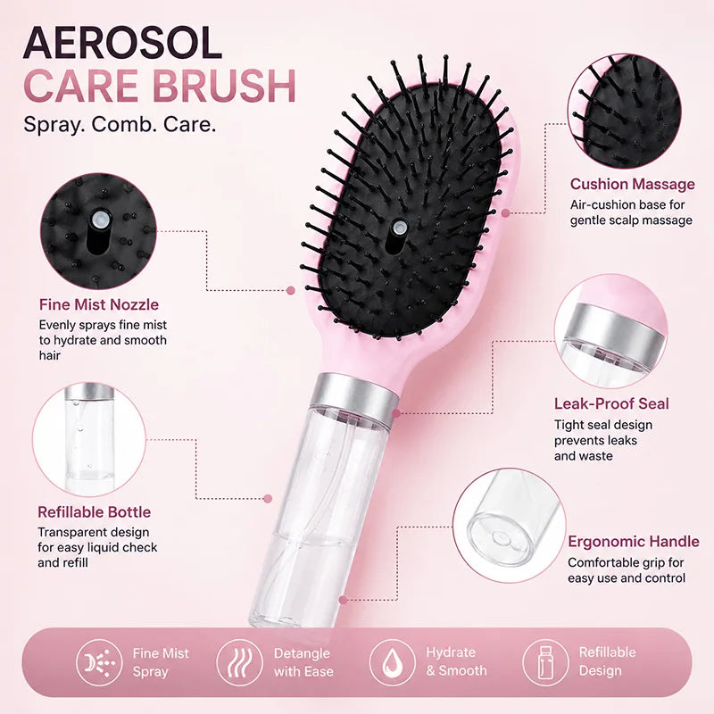 HSF Marketplace detangling spray hair brush with refillable water tank for hair styling
