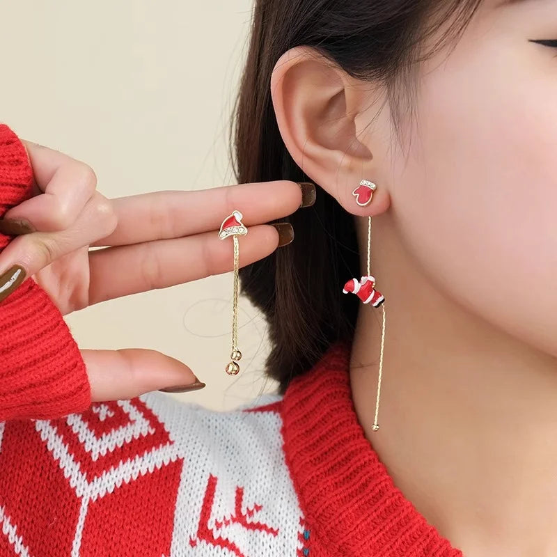 HSF Marketplace trendy Christmas asymmetrical dangle earrings for women, festive holiday jewelry design