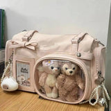 Y2K style transparent shoulder bag by HSF Marketplace featuring a large capacity comic design and cute DIY display elements.