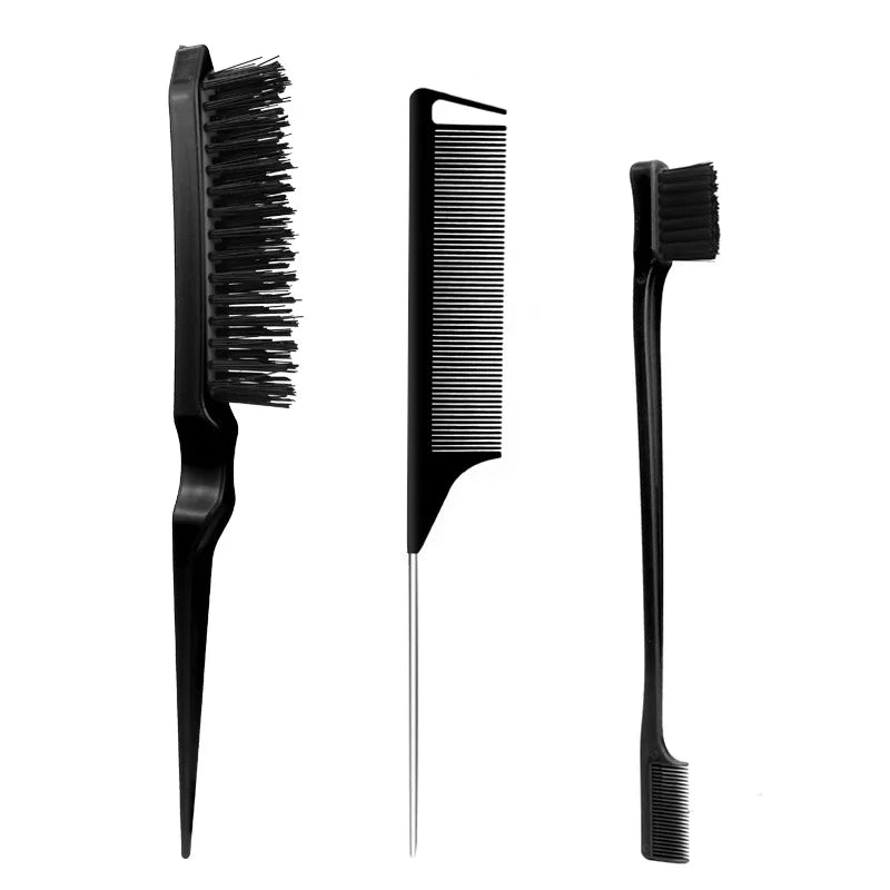 4pcs Bristle Slick Back Hair Brush for Sleek Ponytail Bun & Smoothing Baby Hairs, Flyaways, Edge Control - Backcombing & Teasing