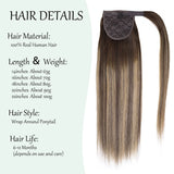 Straight human hair wrap-around ponytail extension with clip for women by HSF Marketplace