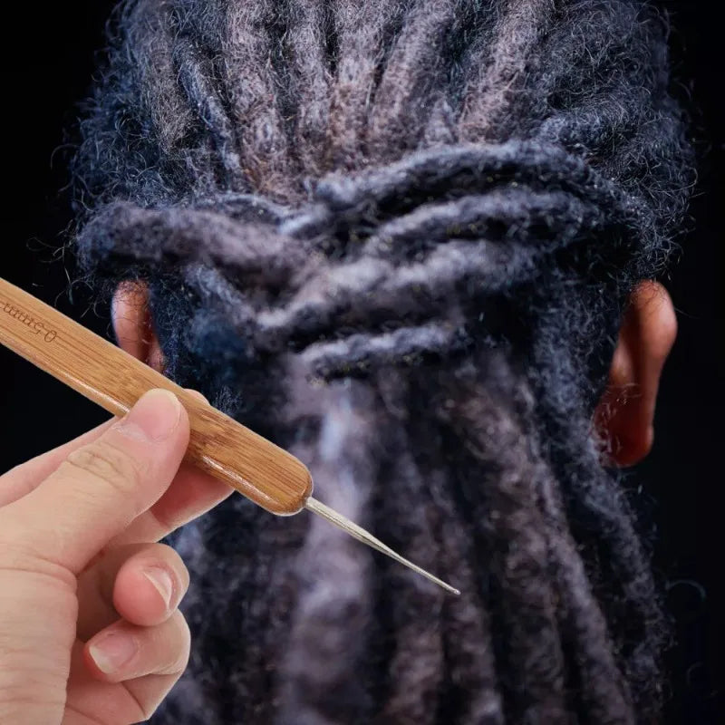 3pcs Dreadlock Crochet Hook Set 0.5MM Bamboo Handle Loc Needle Hair Dreads Crochet Hair Braiding Tools