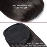 Natural black Brazilian human hair body wave drawstring ponytail clip-in extension for women