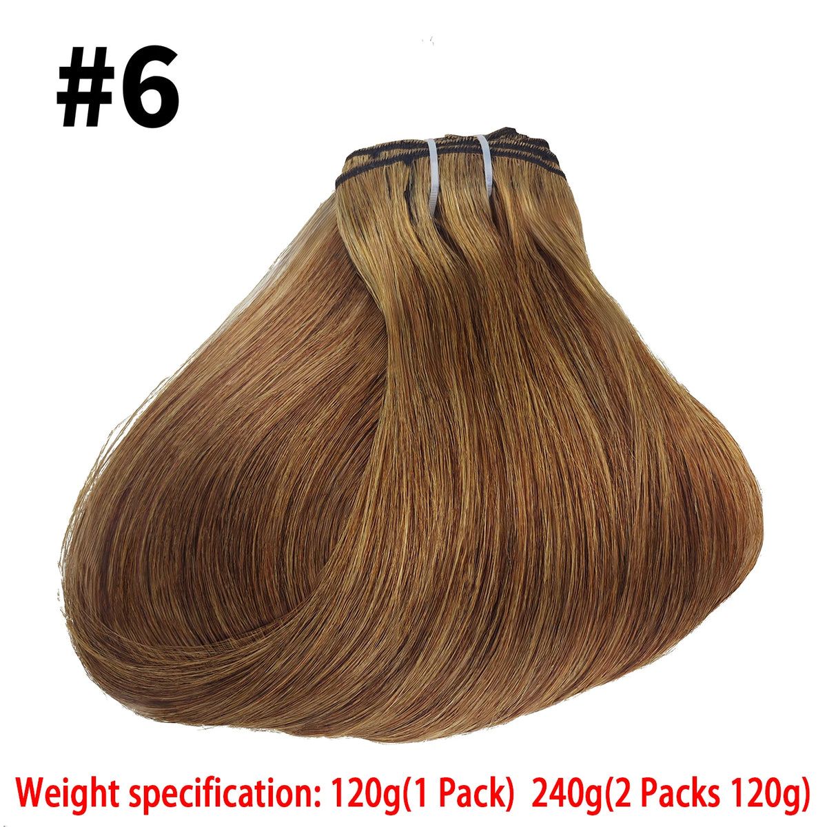 Natural black HSF Marketplace clip-in hair extensions, 120g full head set with 8 pieces of 100% human hair