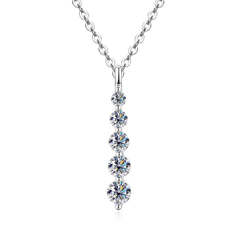 5-stone moissanite pendant necklace in 14K gold for women by HSF Marketplace