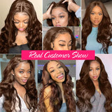 Chocolate Brown 13x4 Lace Front Wig Brazilian Pre Plucked 13x6 HD Lace Frontal Wigs Dark Brown Body Wave Human Hair Closure Wigs