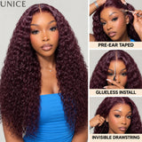 Black cherry water wave human hair wig with glueless design by HSF Marketplace