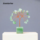 1pc Natural Gemstone Crystal Chakela Lucky Tree With Block Base Home Office Desk Living Room Crystal Decor Mini Sized Home
