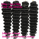 Miracle Knots Crochet Human Hair Deep Wave Bundles Invisible Knot Burmese Curly Boho Braids Crochet Human Hair Extensions 16-20 Inch Pre-Separated Reusable Feathered Human Crochet Curly 100% Human Hair For Black Women Lightwe