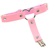 Women's PU leather thigh garter leg ring with heart rivets and spikes, goth punk leglet harness