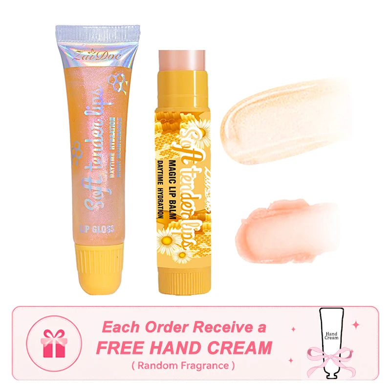 Set of four ZaiDoc fruity flavored lip balms with shiny, tinted gloss finish in 7g tubes, nourishing and moisturizing lip care by HSF Marketplace.