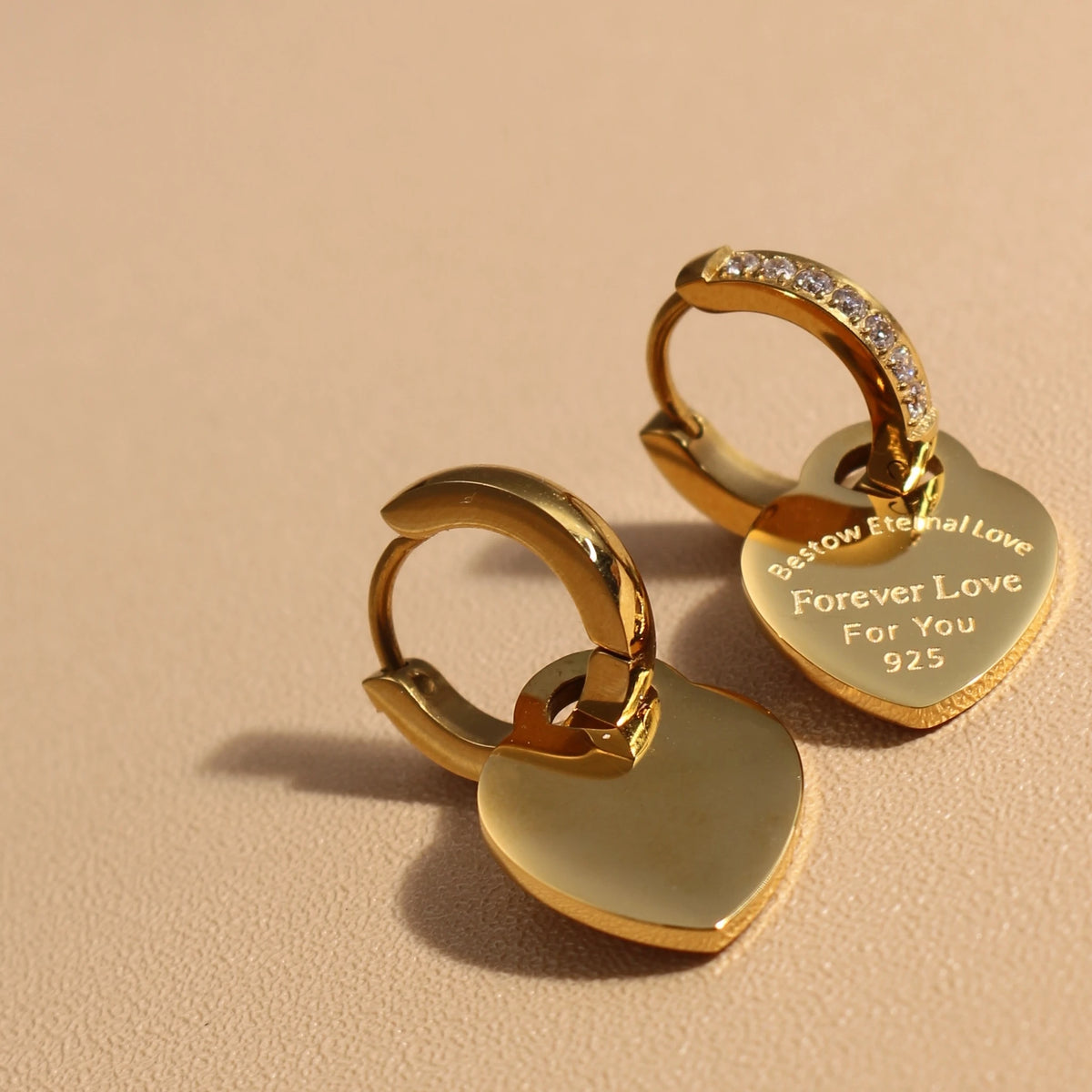 XE-221 heart pendant women’s zircon stainless steel earrings in gold color, HSF Marketplace jewelry