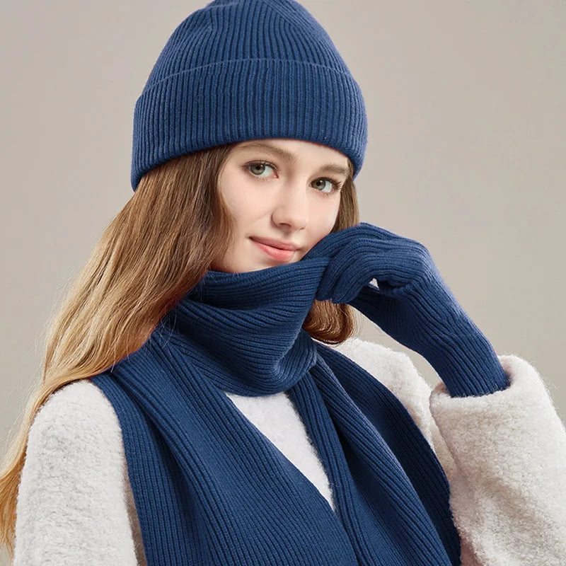 Winter knit set by HSF Marketplace with scarf, hat, and gloves for men and women