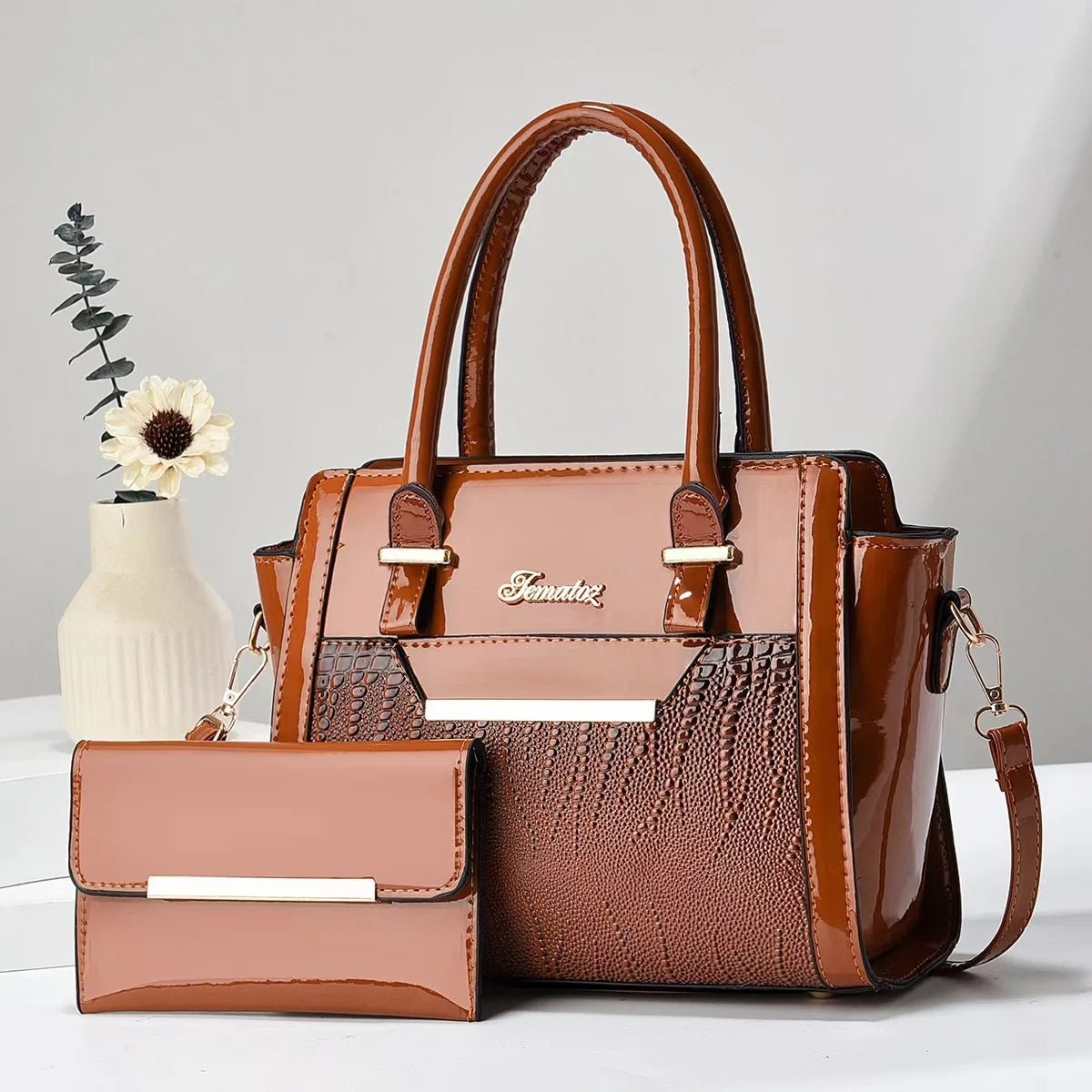 High-quality black PU leather messenger handbag for women, luxury designer shoulder crossbody purse from HSF Marketplace.