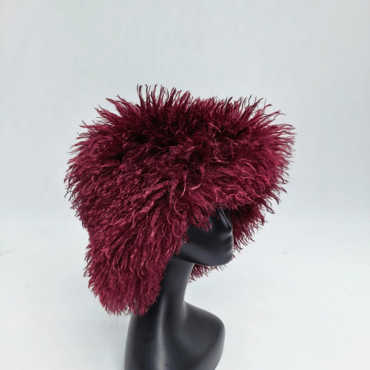 Women's faux wool curly fur bucket hat in a trendy textured design by HSF Marketplace