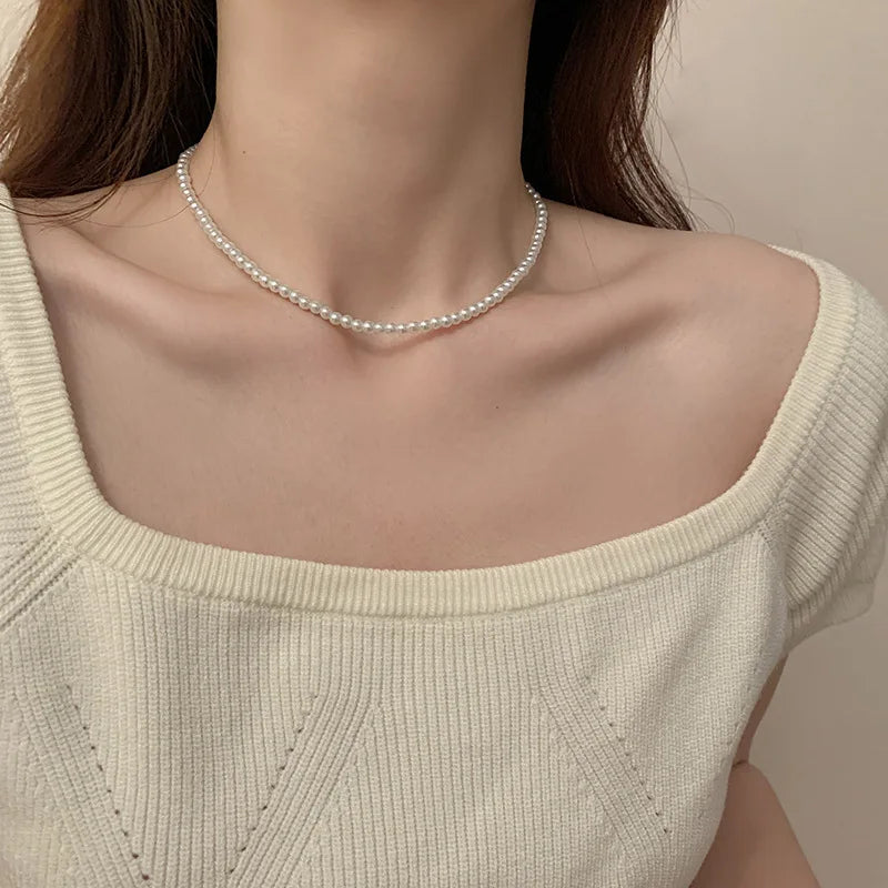 Elegant white pearl choker necklace for women and men by HSF Marketplace