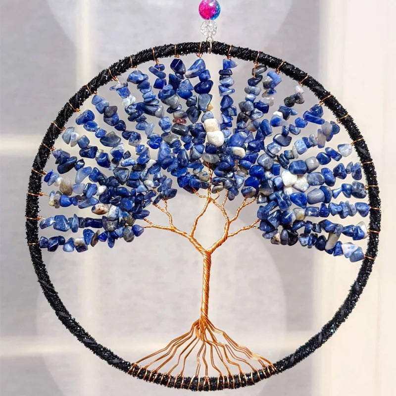 1 Pc Tree of Life Crystal Wall Pendant Natural Stones Amethyst Lapis lazuli Citrine Rose Quartz