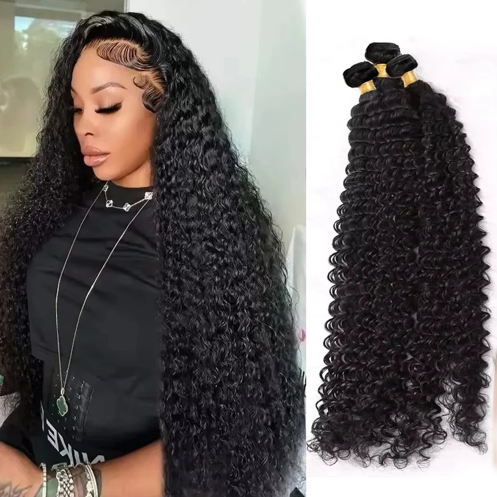 4x4 5x5 13x4 Closure With Bundles Deep Wave Brazilian Human Hair 3 4 Bundle With Frontal HD Lace Invisible Melt Skin Curly Weave