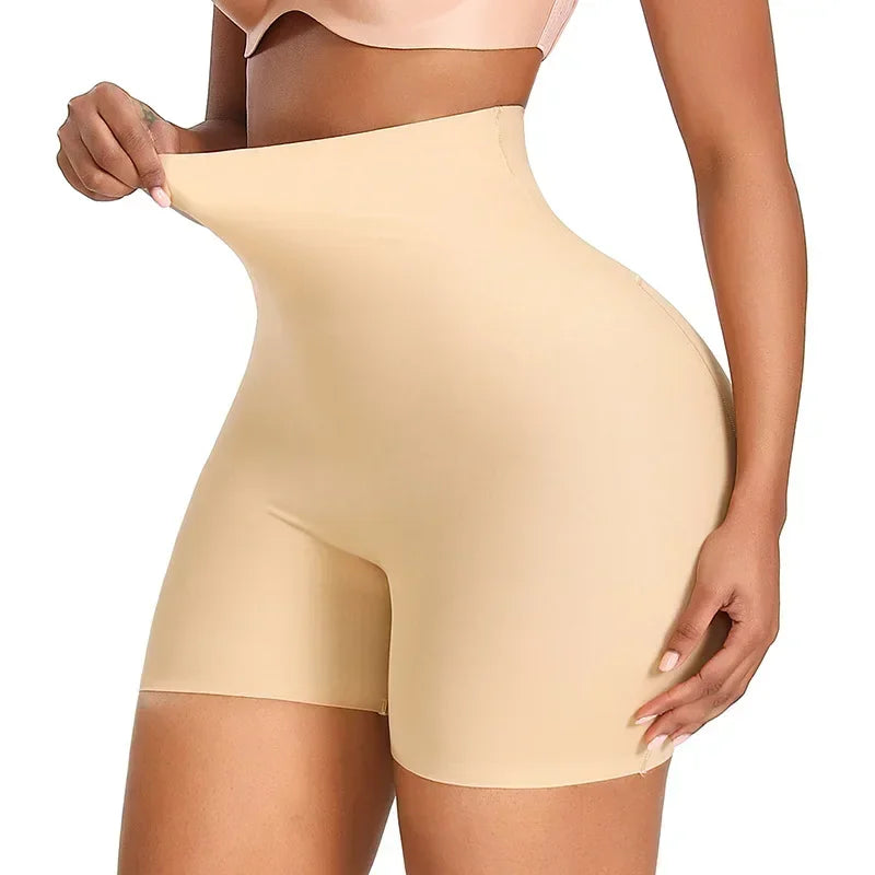 Women's padded seamless butt lifter shapewear shorts with high waist and hip-enhancing pads
