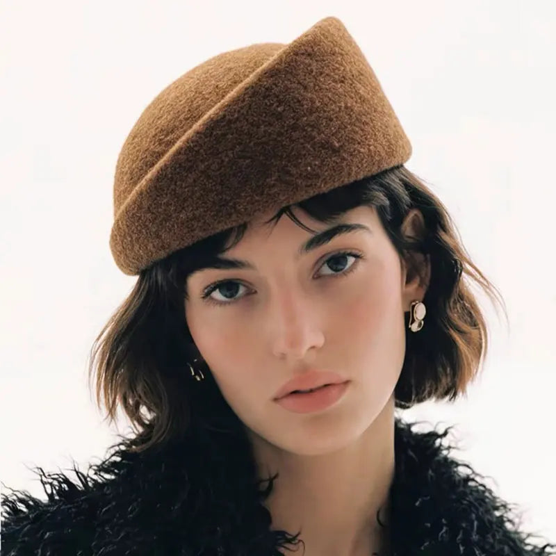 Women's warm wool blend winter beret hat in an elegant style, by HSF Marketplace