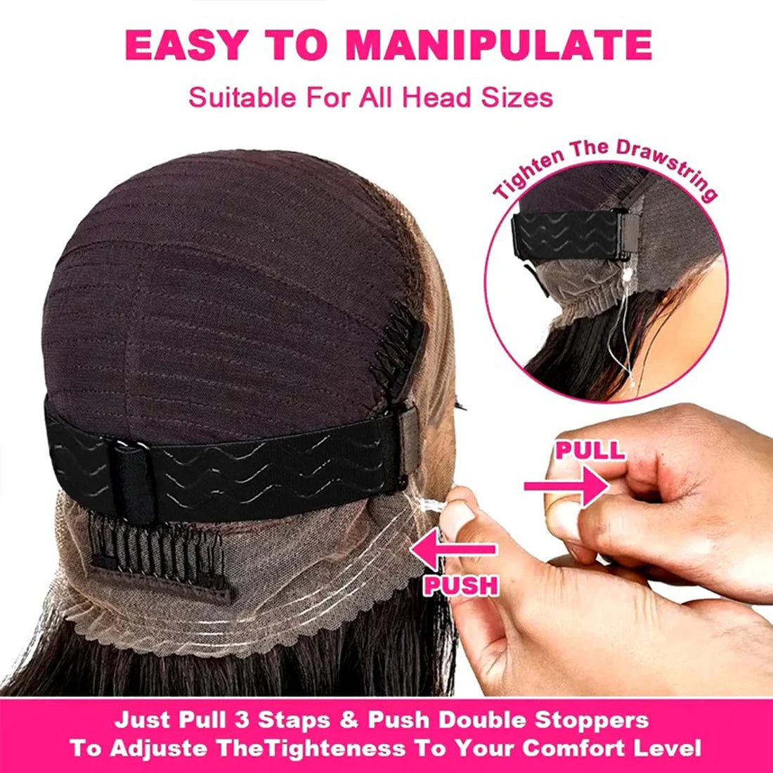 30-36 Inch 360 Full Invisi Strap Drawstring Sung Hd Lace 250 Density Water Kinky Curly Deep Human Hair Wig Black Glueless