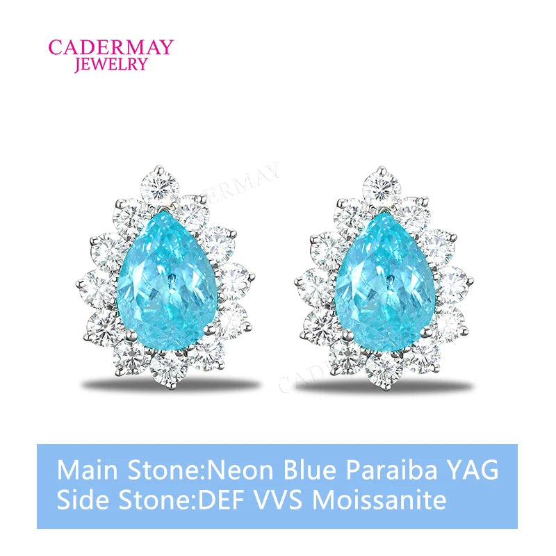 925 silver pear-shaped synthetic YAG moissanite stud earrings by HSF Marketplace