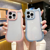 3D cat ear shockproof phone case for iPhone in cute protective design