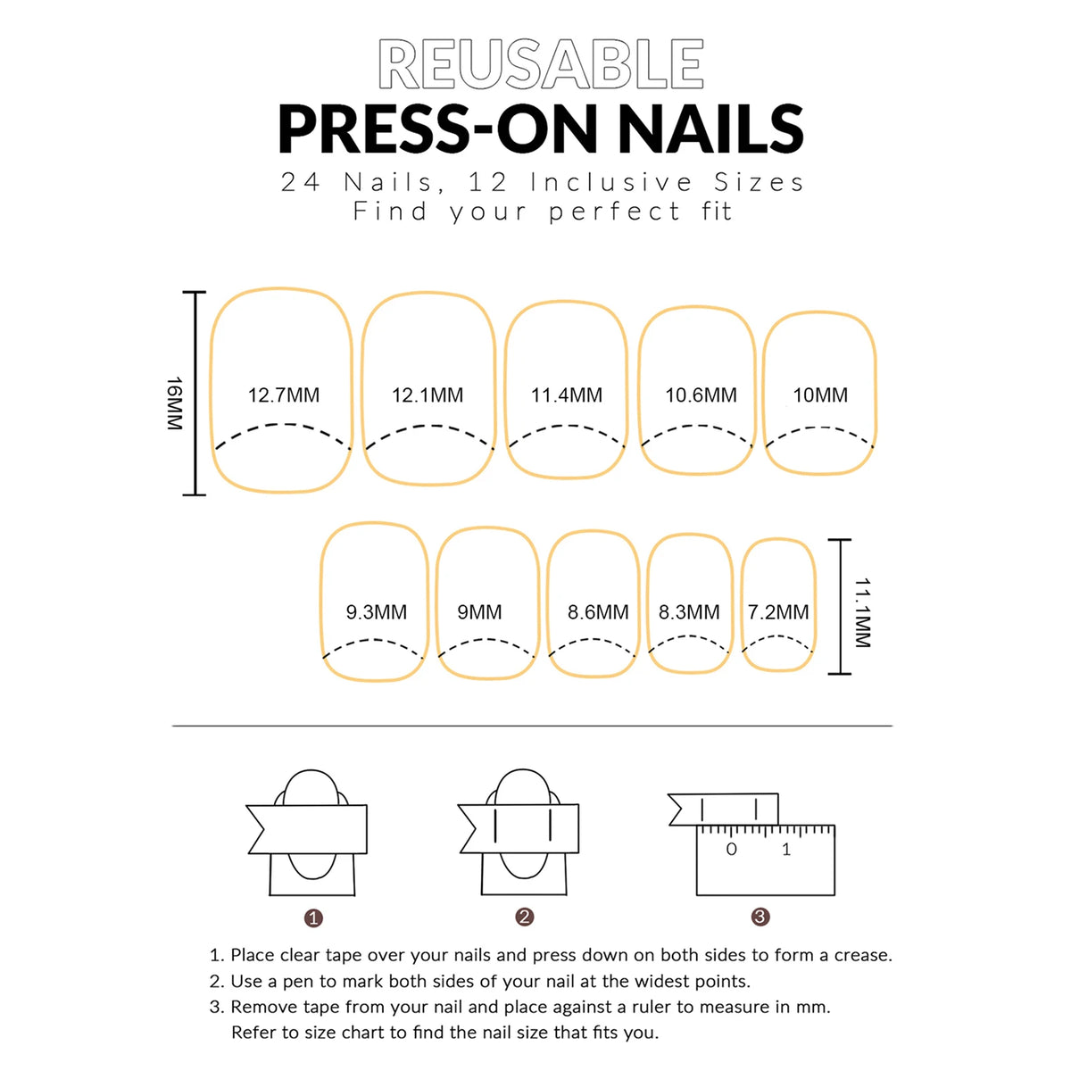 24pcs HSF Marketplace short square false nails with black and white zebra print, polka dots, and French tips