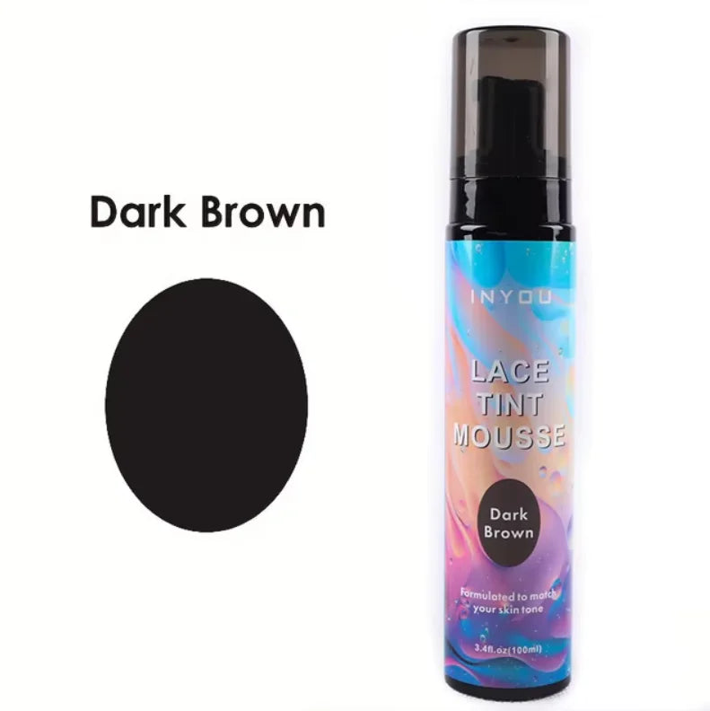 2025 New Melt Lace Tint Melting Hair Mousse and Spray for Medium Brown Wigs, Foam for Lace Frontal Wigs