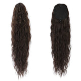 HSF Marketplace 26-inch ombre brown-blonde curly drawstring ponytail clip, heat-resistant synthetic hair