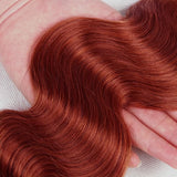 Reddish Brown Body Wave Human Hair Bundles with 4x4 HD Lace Closure Free Part Color #33 Brazilian Raw Hair Copper Red Wavy Color