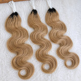 Miracle Knots Honey Blonde Body Wave Feather Crochet Human Hair Extensions Pre Separated Knotless Invisible Crochet Braids Real Human Braiding Hair For Women Natural Soft Reusable Protective Hairstyle Boho Style Daily Wear