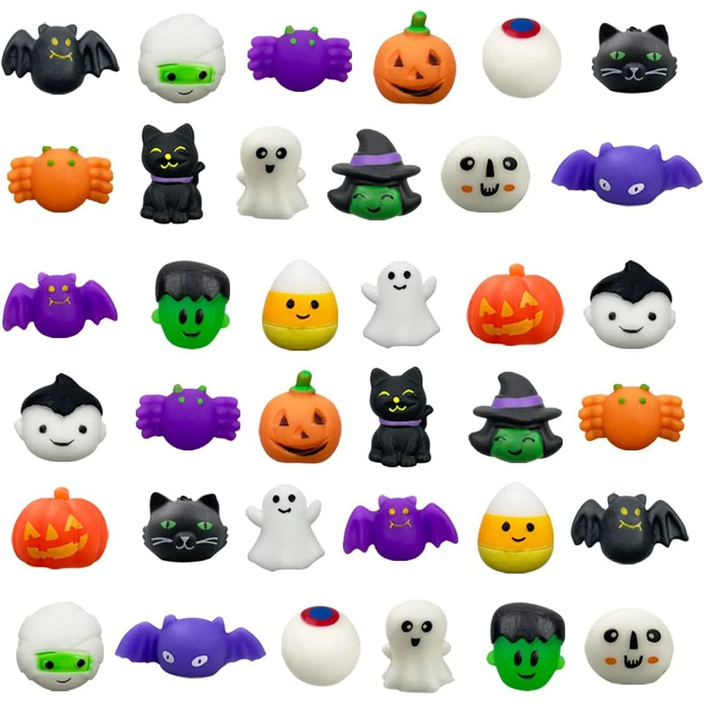 Halloween Mini Mochi Squishy Toys – Cute Spooky Characters, Stress Relief Sensory Fidget Toys