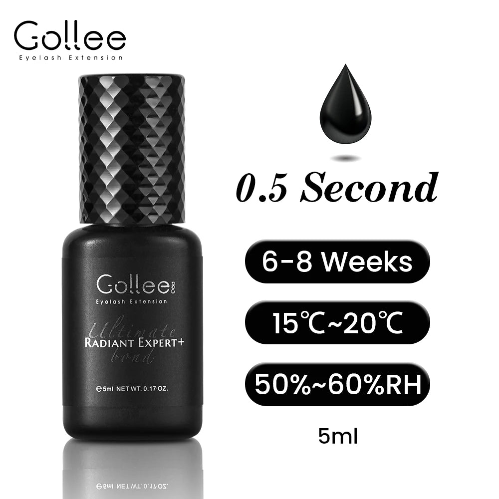 Gollee 0.5s Fast Dry Lash Extension Glue Professional Lash Adhesive Lasting 6-8 Weeks Waterproof Grafting Eyelash Super Bonder