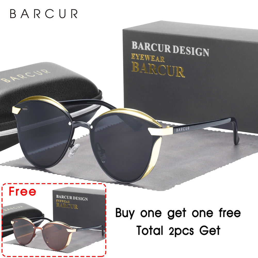 HSF Marketplace women's polarized round sunglasses with UV protection, stylish catmore design and durable eyewear accessory.