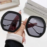 Trendy oversized oval frame sunglasses by HSF Marketplace, women's fashion eyewear with UV400 protection, perfect for summer travel.