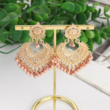 Boho gold heart-shaped flower dangle earrings for women by HSF Marketplace
