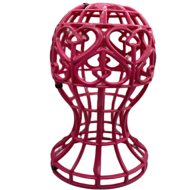 Foldable lantern-shaped plastic wig stand for hats and wigs by HSF Marketplace