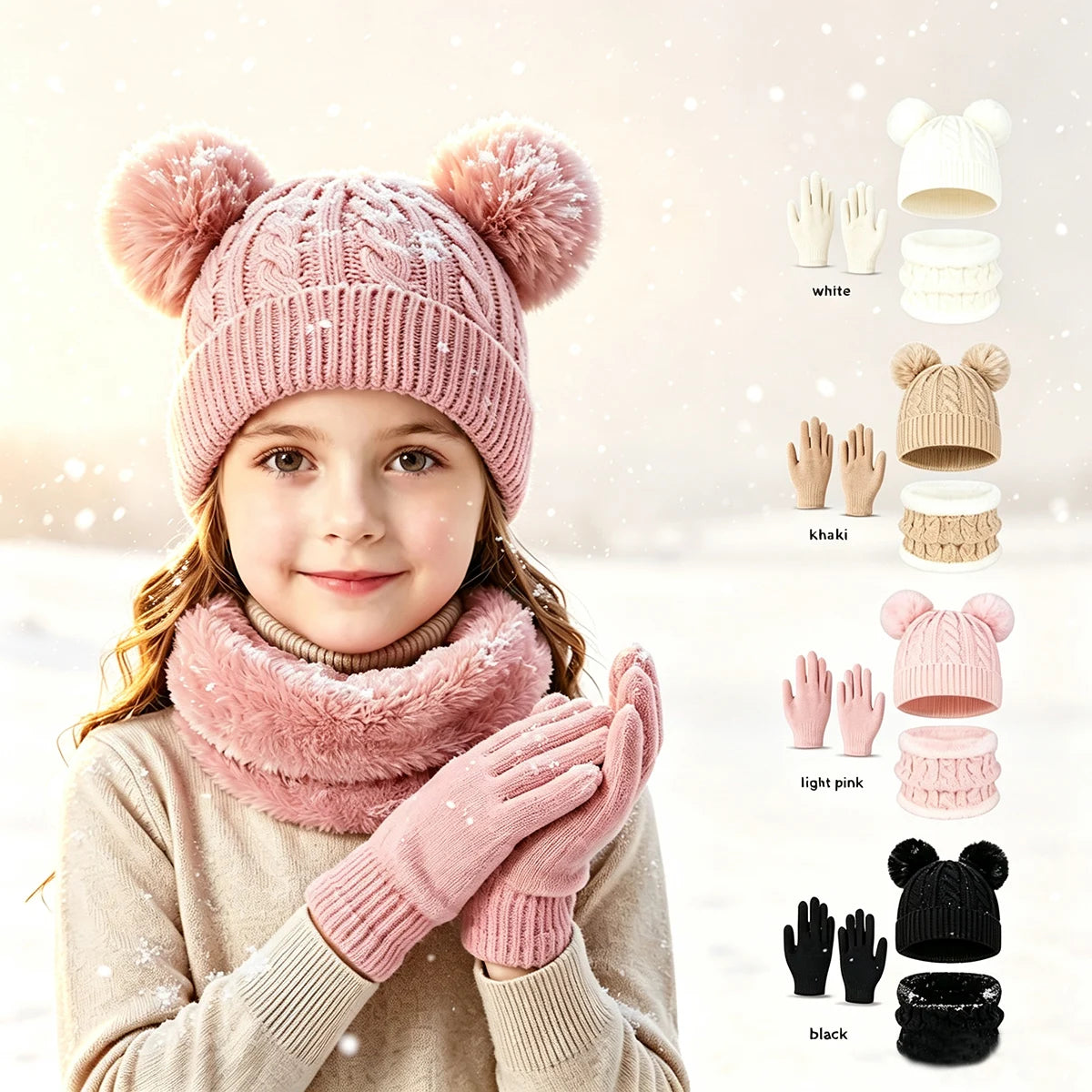 Children's thermal knit fleece winter set with hat, scarf, and gloves by HSF Marketplace