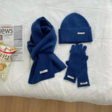 Women's knitted hat, scarf and glove set in warm autumn winter style by HSF Marketplace